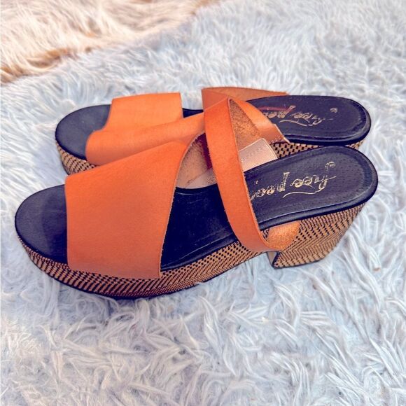 Free People Demi Platform Sandals Tan Leather Boho Sz 39 - Picture 5 of 9